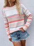 'Eulalie' Striped Pullover Knit Sweater - Celes Fashion
